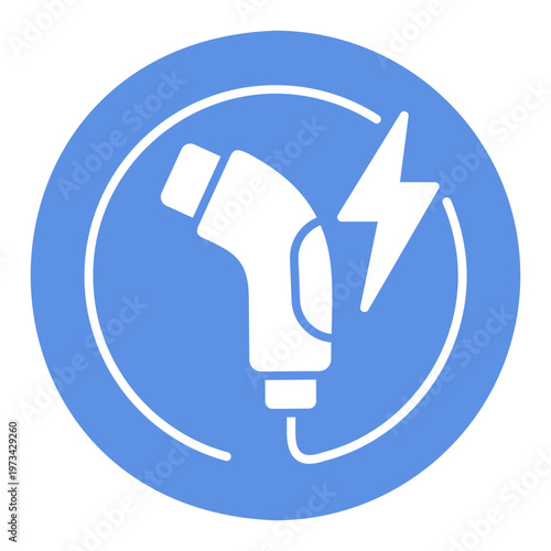 Electric vehicle charging nozzle outline vector icon
