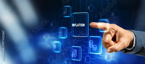 Inflation rate interest concept, exchange cost. Money inflation crisis global