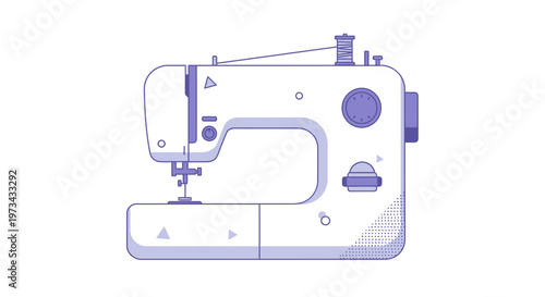 Modern Sewing Machine Illustration - Crafting and Tailoring Equipment
