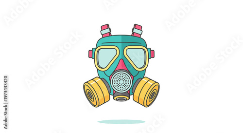 Retro Gas Mask Illustration - Protection Equipment, Safety Gear, Air Filtration