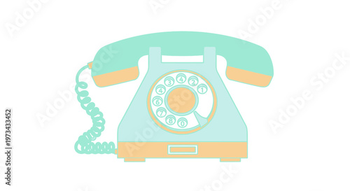Retro Rotary Dial Telephone, Vintage Communication Device, Pastel Colors