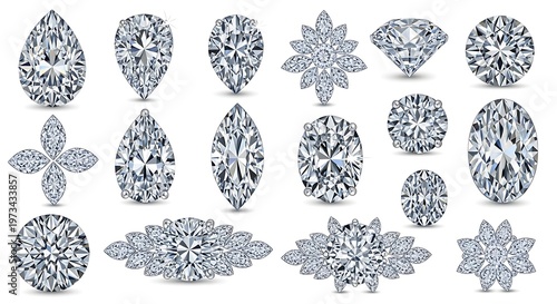 Various Diamond Shapes and diamonds gemstones jewelry pear shape marquise desig