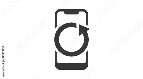 Smartphone with refresh arrow icon on background