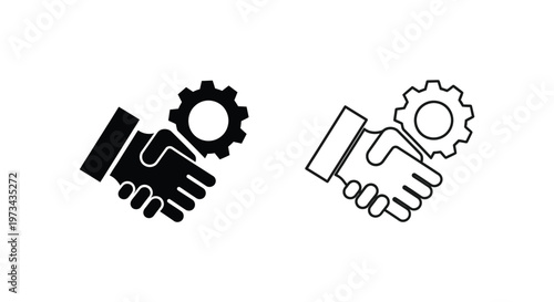 Partnership gears handshake business Vector
