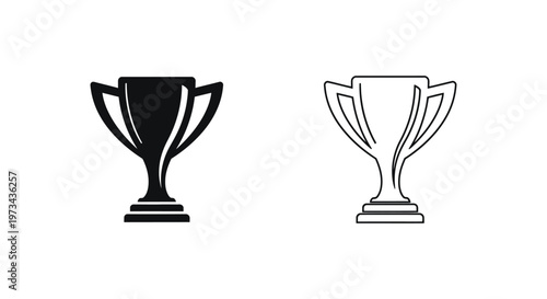Trophy Cup Awards Symbol Black White Vector