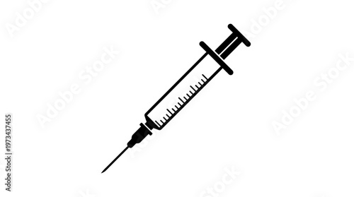 Medical Syringe: A sleek, precisely rendered illustration of a medical syringe, symbolizing healthcare, vaccination, and scientific advancements.