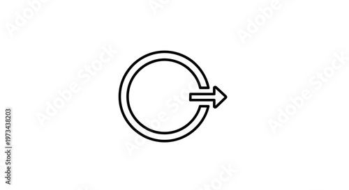 Circular Arrow Icon with Arrowhead, Refresh Symbol, Reload, Repeat, Loop, Cycle, Turn