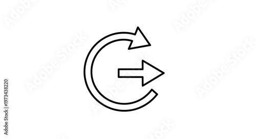 Circular Arrow Icon with Exit Arrow, Refresh and Forward Movement Concept