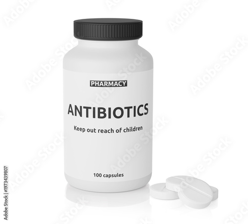 medical bottle of antibiotics