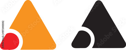 Abstract geometric triangle logo design with a small circle below two variations isolated on a transparent background