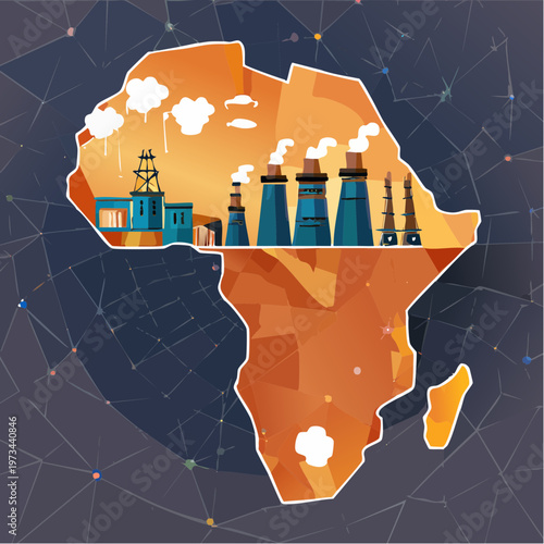 Industrial development and economic growth in Africa concept.