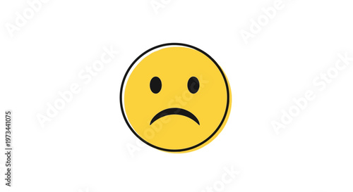 Yellow Sad Face Emoji Icon Isolated on White Background for Customer Feedback and Negative Emotion UI Design