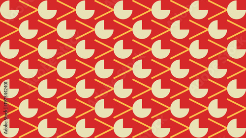 Abstract Baby Stroller Pattern: A repeating pattern of abstract baby stroller icons and linear elements, rendered in a bold color palette. 