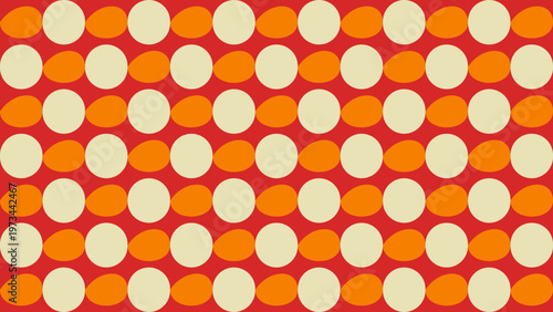 Playful Ellipses on Crimson: A vibrant composition of alternating cream and orange ellipses dances against a rich red background.