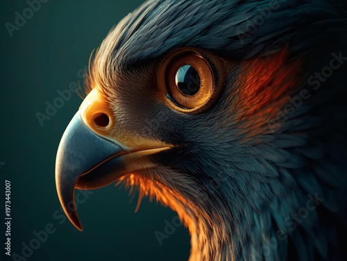 A detailed portrait of a wild golden eagle and vulture, showing the sharp beak, intense eye, and brown feathers of a majestic predator bird in nature