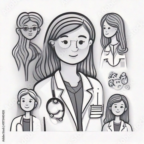 Diverse Group of Women Doctors and Medical Professionals.