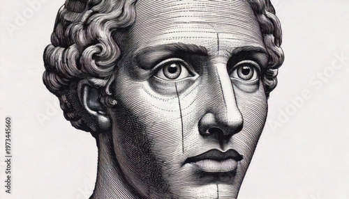 Ancient Roman Emperor Bust Portrait Detailed Engraving.