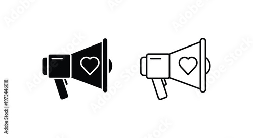 Heart Love Megaphone Icon Vector