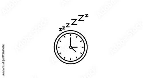 Clock with Zzz symbols indicating sleep or rest time, concept of rest and time