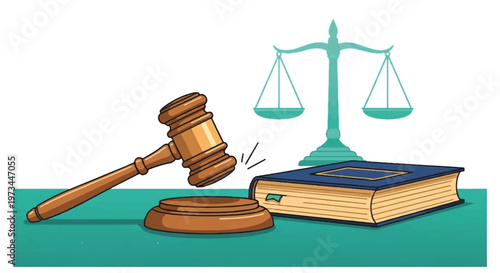 Law, justice, gavel, book, scales, legal, courtroom, wooden, icon set, vector graphics