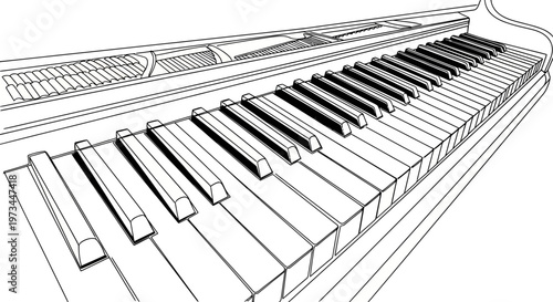 Closeup of a musical piano keyboard.