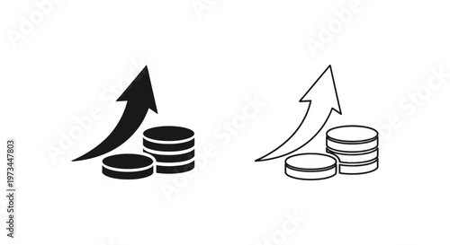 Coins with Arrows Going Up for Growth and Success Vector