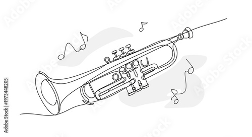 Brass Trumpet Musical Instrument Closeup.