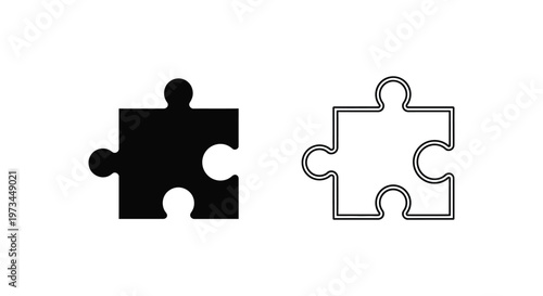 Jigsaw Puzzle Pieces Black and White Vector