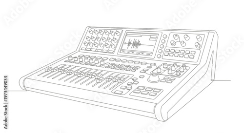 Sound mixing board console equipment.