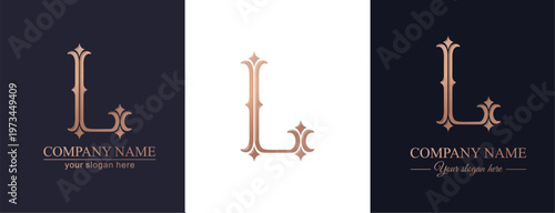 Letter L logo monogram in classic serif style with subtle decorative elements. Clean logotype for personal branding, corporate identity and premium design.