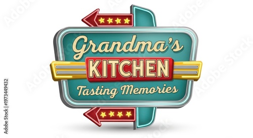 Vintage Style Sign for Grandma's Kitchen with Retro Colors and Fonts Evoking Warmth and Nostalgia fo