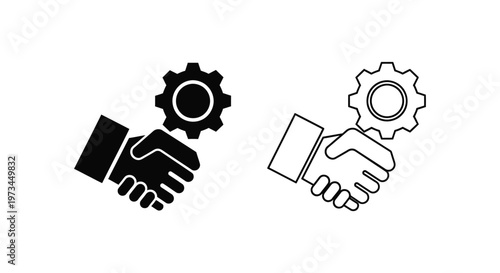 Partnership gears handshake business Vector