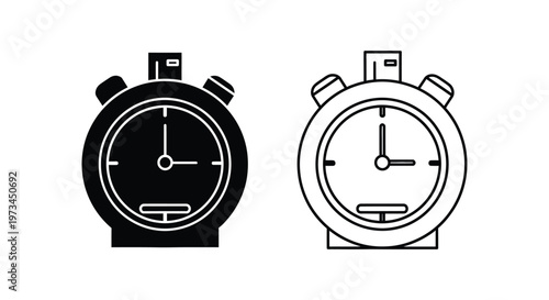 stopwatch timer icon black white Vector