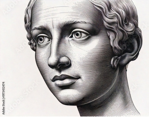 Detailed Ancient Roman Sculpture of a Young Mans Head.