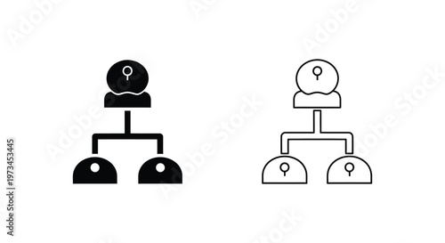 Hierarchy Organization Chart with Location Pins Vector
