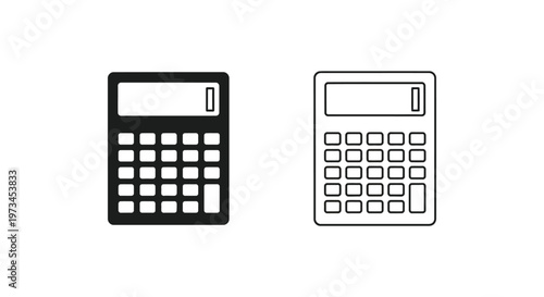 Calculator icons black and white Vector