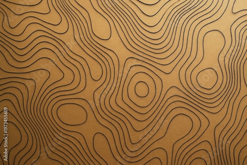 Abstract topographic contour lines pattern in brown tone forming flowing organic shapes on textured background surface. Ai generative. Ai generative