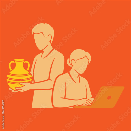 senior couple working on laptop