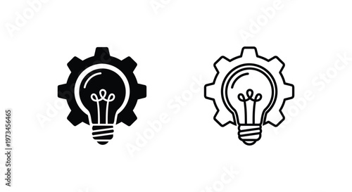 Innovation Gear Light Bulb Icons Vector