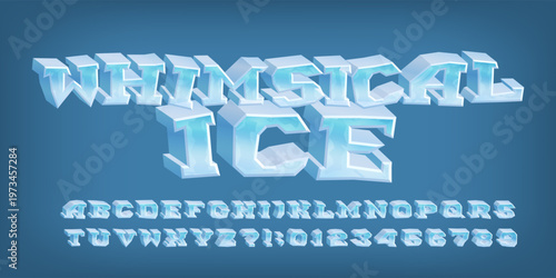 Whimsical 3D ice characters in a complete cartoon alphabet set. Vector typeface perfect for playful typography.