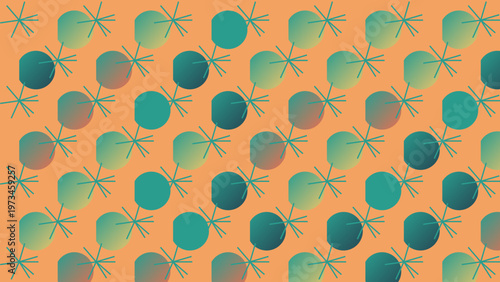 Abstract Patterned Composition: An artful interplay of teal and orange forms, creating a captivating visual texture that can enhance various design projects.