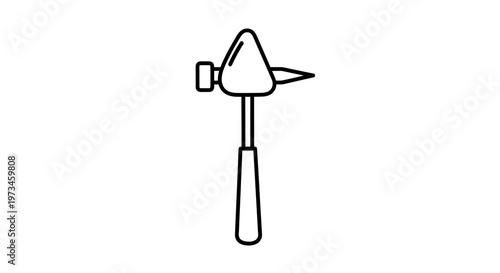 Black and White Outline Icon of a Blacksmith Hammer