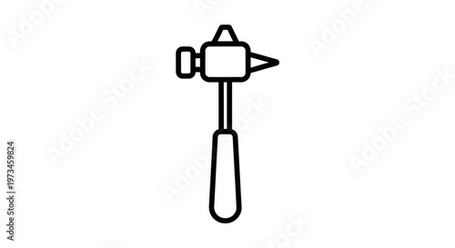 Black and white outline icon of a jeweler's hammer, symbolizing craftsmanship and repair