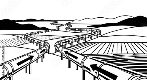 Large Steel Oil And Gas Pipeline Network.