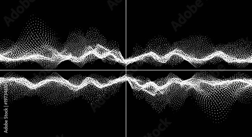 Visual Representation of Audio Frequencies in Digital Art, Abstract Environment, High-Contrast Design