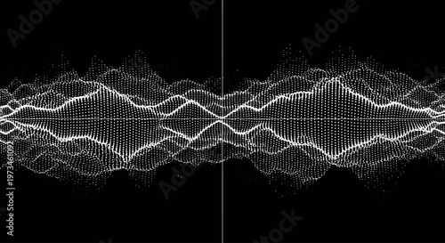 Sound Wave Visualization, Abstract Art, Digital Creation, Modern Design, Monochrome, Close-up, Audio Dynamics