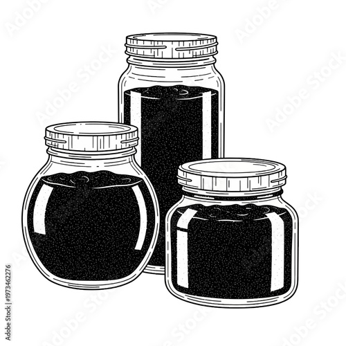 Line art three blueberry jam 