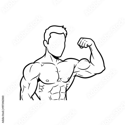 Line art bodybuilder 
