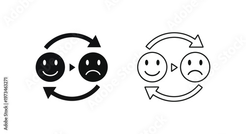 Emotional Cycle Smiley Faces Mood Swing Vector
