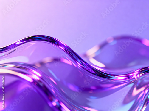 Futuristic purple liquid glass texture with glowing reflections